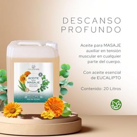 Naturalness - Aceite Descontracturante y Relajante para Masaje Descanso Profundo 20 Litros – Aceite Corporal con Almendra, Árnica, Caléndula y Aloe Vera, con Vitamina E y Aceite Esencial de Eucalipto