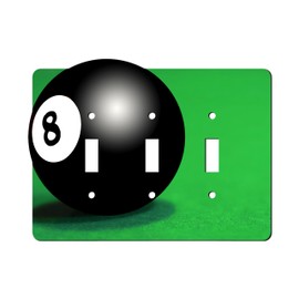 Off The Wall Plates - 8 Ball Pool Billiards Classic Decorative Acrylic Cover Triple Light Switch Wallplate
