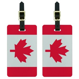 Graphics & More Canada Flag Luggage Tags Suitcase Carry-on Id, White