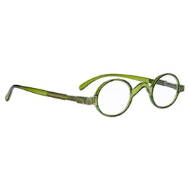Eyekepper Los lectores Spring Temple Vintage Mini pequena Oval redonda Gafas de lectura Green +2.25