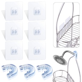 Tondiamo 6 Pieces Bathroom Shower Caddy Connectors Shower Caddie Easy to Attach with 3 Pieces Rubber Rings Bathroom Decor and Replacement (Adhesive Sticker Hooks)