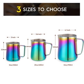 Milk Frothing Pitcher Colorful 350ml (12oz) Steaming Pitchers Stainless Steel Milk Coffee Cappuccino Latte Art Barista Steam Pitchers Milk Jug Cup with Decorating Art Pen