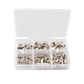 HALJIA 100PCS M5 T Slot Nuts, Carbon Steel Nickel-Plated T-Nut M5 for 2020 Series Aluminum Extrusion Profile, Boat Shape T Slot Hammer Head Fastener Nut