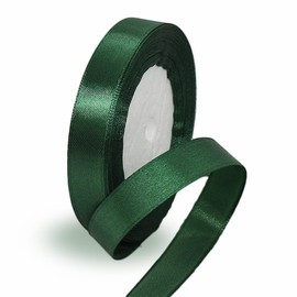 Dark Green Ribbon 5/8 Inch x 25 Yards, Forest Green Satin Ribbon for Christmas Wreaths, Bows, Gift Wrapping, DIY Crafts, Sewing Projects, Bridal Bouquet, Baby Shower and Wedding Party Decoration