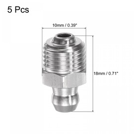 uxcell 201 Stainless Steel Straight Grease Fitting M10 x 1mm Thread Hydraulic Grease Fitting Accessories, 5Pcs