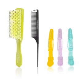 Sense hometek Styling Hair Brush Set for Curly Hair Including Brush, Comb, & 3 Alligator Clips