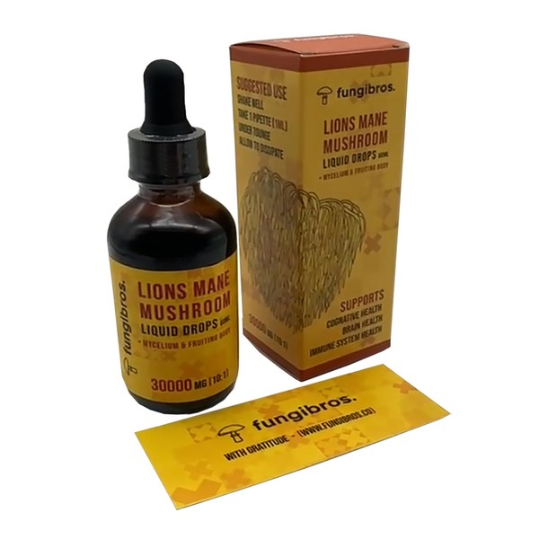 Lions Mane Mushroom Liquid Drops - 60ml, 30,000mg, High Strength