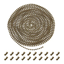 GSHLLO 2.4mm x 5m Ceiling Fan Chain Extender Beaded Ball Pull Chain Extension Light Pull String Replacement Craft Ball Bead Chains with 20 Pcs Connectors for Light Fixtures Bronze