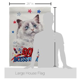 Breeze Decor Patriotic Bicolor Ragdoll House Flag Pack Cat Kitten Meow Spoiled Paw Fur Pet Nature Farm Animal Creature Embroidery Banner Small Garden Yard Gift Double-Sided, Made in USA