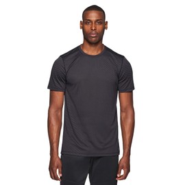 RBX Men's Textured Quick Drying Short Sleeve Performance Tee Jacquard Black-Charcoal S