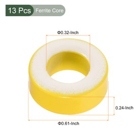 YOKIVE 13pcs Toroid Core Ferrite Chalk Ring Iron Powder Inductor Ferrite Ring Perfect for Power Transformer Yellow White 33.7mmx19.3mmx11.3mm