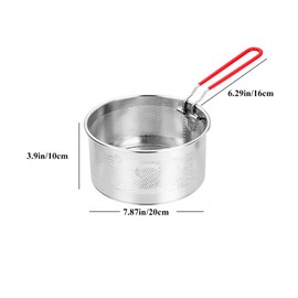 Tenta Kitchen Pasta Strainer Boiling Blanching Colander Vegetable Steamer Basket Stainless Steel Fryer Basket with Removable handle Insert for Veggie Fish Seafood Cooking and heat food 8 inch