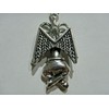 BAPHOMET NECKLACE little unisex silvertone figural charm on stainless steel