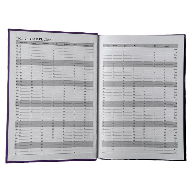 Academic Diary 2024-2025 A5 WTV Week to View - NEVY