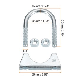 sourcing map Muffler U-Bolt Clamps for 35mm(1-3/8") Diameter Exhaust Tail Pipe, 2pcs Exhaust U Clamp Saddle Type U-Bolt Clamps