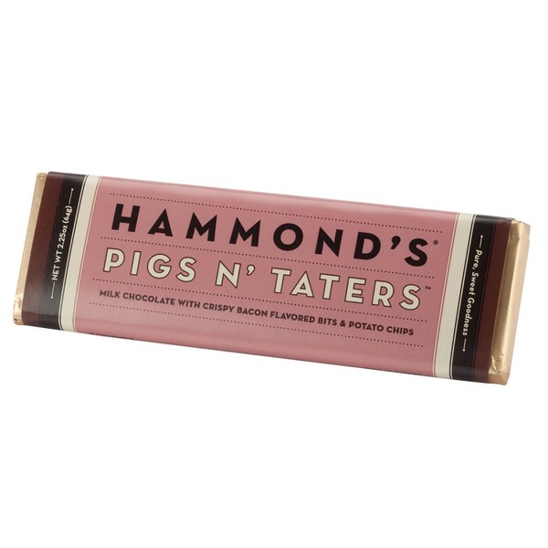 Bacon and Potato Chips Candy Bar - Hammonds Pigs N Taters - 2.25 Oz - Funny Gift - Delicious - Good - Yummy - Chocolate Bar - Candy Bar - Milk Chocolate - Christmas Present Idea