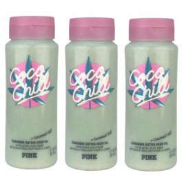 Victoria's Secret 3X VICTORIAS SECRET PINK COCO CHILL EXFOLIATING BODY WASH CANNIBAS OIL 16 oz NEW