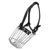 Dog Chrome Metal Muzzles Wire Basket Adjustable Leather Straps German