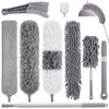 9PCS Dusters for Cleaning,Extendable Microfiber Duster with Extension Pole Up