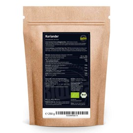 Ground Coriander Organic 250g - High Organic Quality from The Mediterranean Region - 100% Organic-Certified in Germany (DE-ECO-005) - Suitable for Indian, Asian or South-American Dishes.