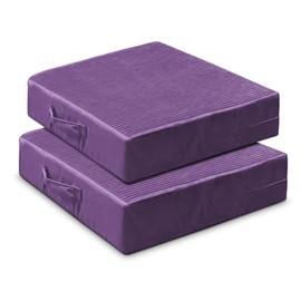 Large Floor Pillows for Adults, Thick Meditation Floor Cushions for Sitting Yoga, 22x22x5 Foam Seat Cushions Set of 2 for Furniture, Floor Pillow with Pleated Velvet Removable Cover, Lavender