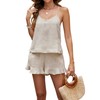 FIOPHY Women's 100% Linen 2 Piece Summer Outfits V-Neck Adjustable