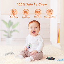 NPET Car Remote Control Baby Teething Toys, Teething Toys for Babies 6-12 Months with Parcifier Clip Teether Remote Control for Baby 3-6 Months Sore Gums Reliever Toddler Girl Boy Toys(Black+Gray)