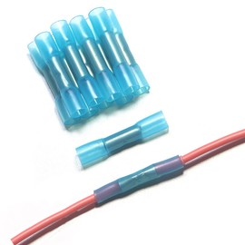 Pack of 20 22-16 AWG Waterproof Cable Connectors BHT1.25, Butt Connector with Heat Shrink Tube, Cable Connector, Insulated Waterproof Crimp Connector, Shrink Connector, Crimp Connector, Blue