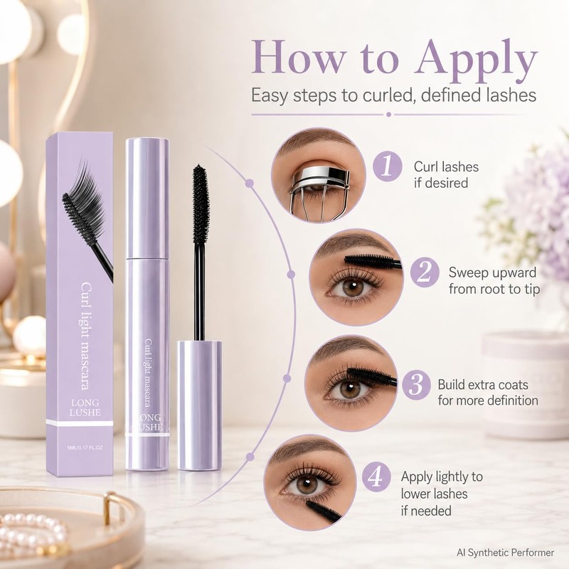 Curling Mascara with Curved Precision Brush, Lengthening & Lash Defining