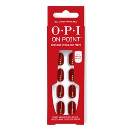 OPI On Point Big Candy Apple Red | Short Round Bright Red with Gold Glitter Nail Art Press On Nails | 24 Count with Nail Glue | Long Lasting, Reusable, Non-damaging | Fall 2025 Shades
