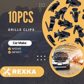 Rexka 10pcs Grille Clip Bumper Cover Retainer Fastener Compatible with Nissan Infiniti 76882-0M060 Titan 240SX Altima Cube Frontier Krom SL Murano NV Pathfinder Xterra FX35 FX45 G35 M35 M45 Q45