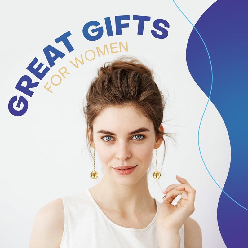 Rave Envy Disco Ball Earrings for Women - 70's Gold,