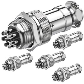 DIYhz GX16 8 Pins Panel Metal Mount Circular Metal Aviation Connector Adapter Male Female Plug Socket (5 Pcs)