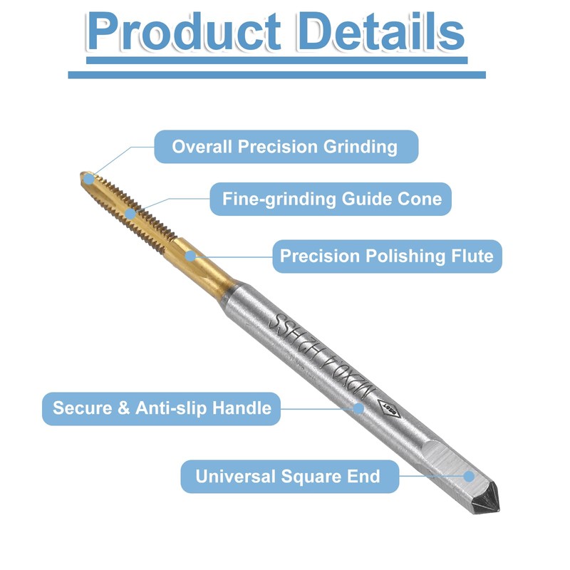 sourcing map 4pcs Spiral Point Plug Taps, M2 x 0.4