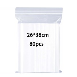 huruirui 26X38cm Resealable Plastic Bags Grip Seal Bags A4 Large Sealable Plastic Bag Suitable for Kitchen Clothing Travel Storage Packaging Sealed Storage Pouches 80pcs