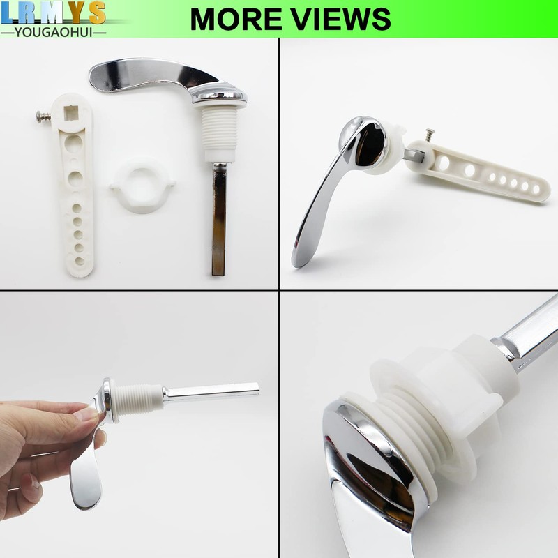LRMYS Chrome Plated Replacement Toilet Tank Handle, Universal Fit Metal