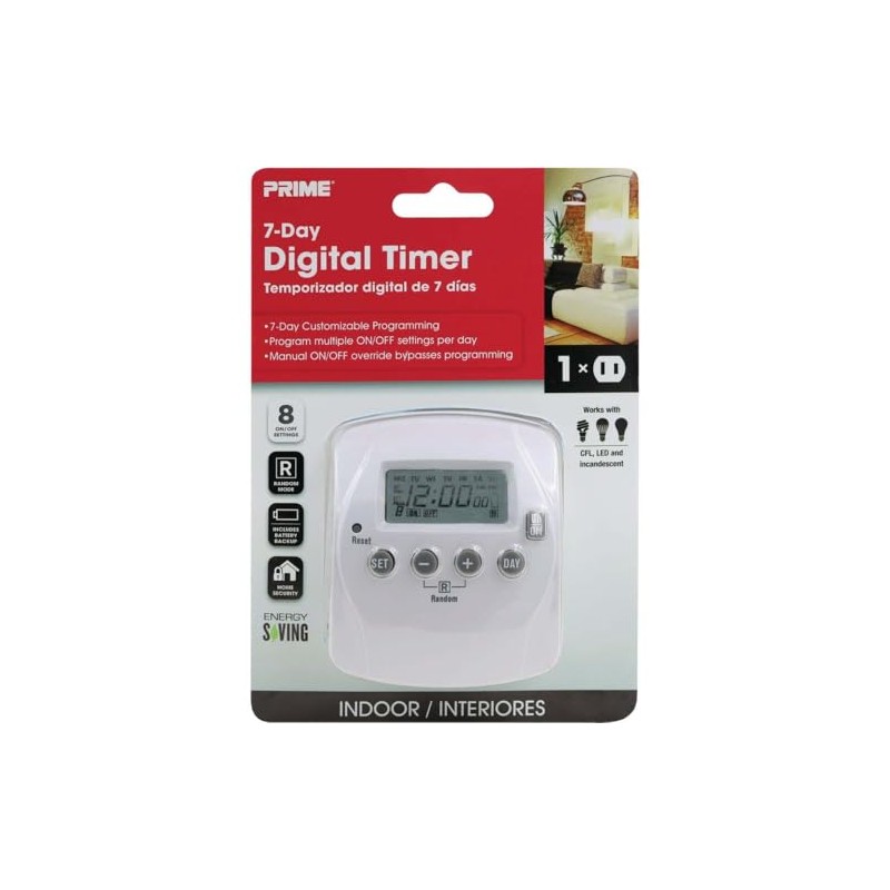 Prime Wire & Cable TND002 2-Outlet 7 Day Digital Timer