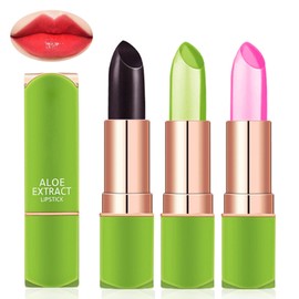 3PCS Aloe Vera Color Changing Lipstick Set - Moisturizing Long Lasting Lip Balm, Magic Temperature Activated Lip Tint