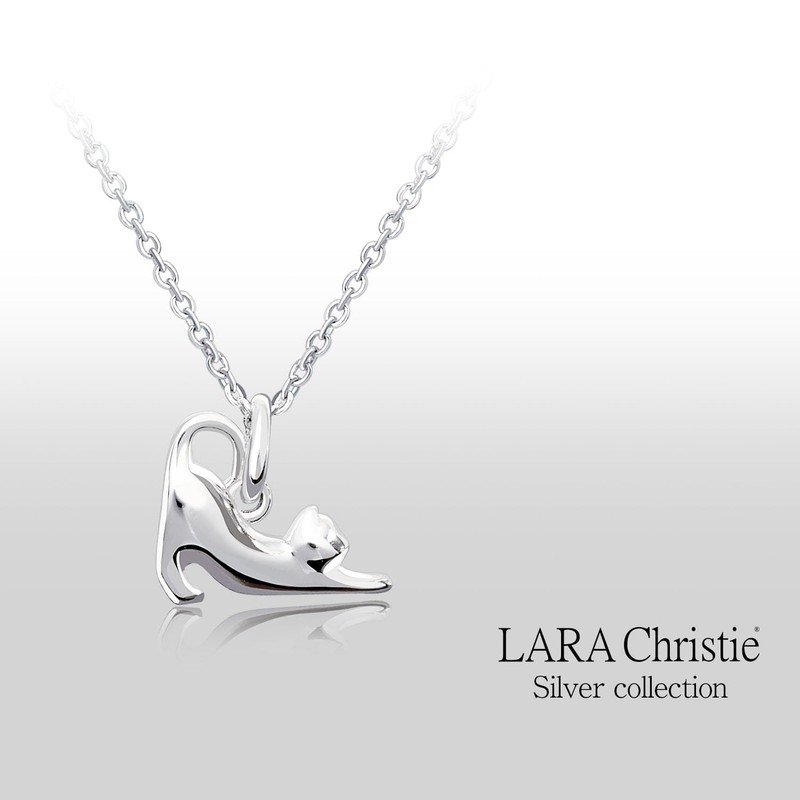 Lara Christie p14053-w Women's Necklace, Cat Design, 925 Silver, White