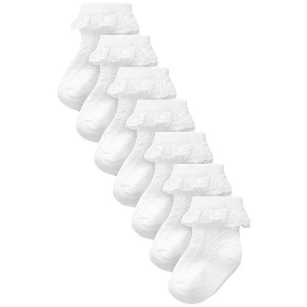 NEXT 7 Pack Lace Baby Socks, White