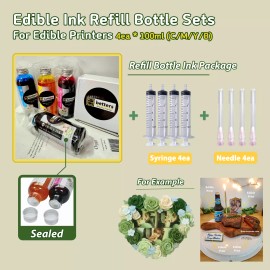 Betters® Edible Ink Refill sets for Edible Printers: 4 x 100ml Bottles w/ needle
