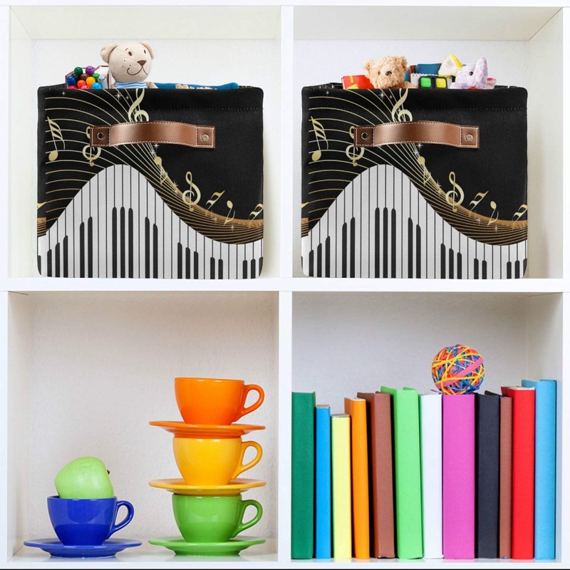 AUUXVA Storage Basket Piano Keyboard Music Note Art Storage Cube