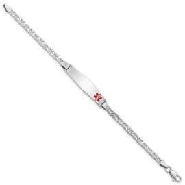 Sterling Silver Rhodium-plated Medical ID Anchor Link Bracelet