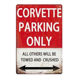 LCFHOME Chev Metal Sign Metal Logo Metal Plaques Corvette Parking Only Metal Sign Decor Davidson Tin Signs 8x12in Decor Garage Auto Shop Cave