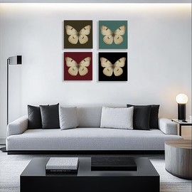 4 Pcs Butterfly Gifts Butterfly Decorations for Birthday Party Favors Girls Room Living Room Home Bedroom Wall Decor Canvas Wall Art Artwork for Walls Paintings Pictures Framed Art Prints 7.8X7.8 Inch