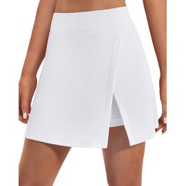 Ewedoos Skorts Skirts for Women High Waist Golf Skirt with Pockets Side Slit Tennis Skirt Golf Skorts Athletic Skirts White