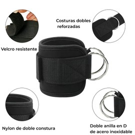 Grilletes para tobilleras de 2 piezas, Correas de tobilleras de gym ajustables, Tobilleras deportiva para máquinas de cable, para entrenamiento de piernas, caderas y glúteos, para hombres y mujeres