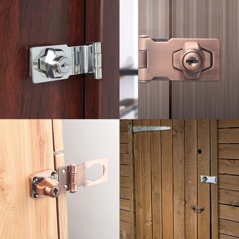 Kyuionty 4 Pcs Keyed Hasp Locks 2.5 Inch Twist Knob