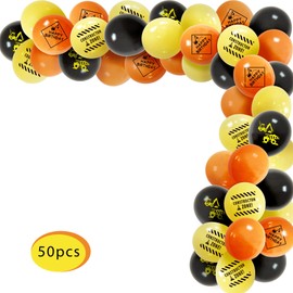 71pcs Construction Birthday Party Supplies Dump Truck Decorations with Vehicle HAPPY BIRTHDAY Banner Cupcake Toppers Foil Balloons for Kids Boys Birthday Party Engineering Theme Party