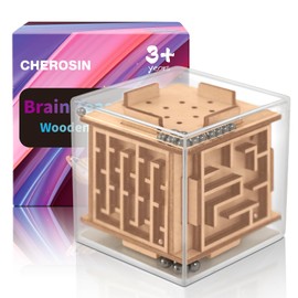 CHEROSIN Fidget Puzzle Cube for Kids and Adults - 6-Sided Wooden Puzzle Game Fidget Toy for Anxiety Relief - Handheld Maze Cube for Travel - 3D Brain Teaser Magic Cube for ADHD Autism Kids & Teenage